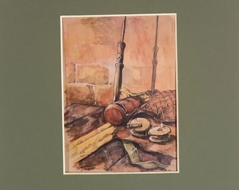 Fishing by Daniel Crane Original Mounted Print
