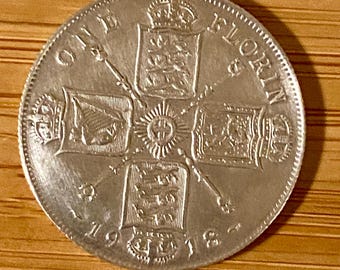 1918 King George V Florin EF45, Sealed Hologram Capsule. UK Coin Hunter. #119247