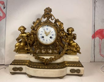 Raingo Paris Elegant 19th Century Gilt Bronze Clock Pendulum. Marble base no.2189