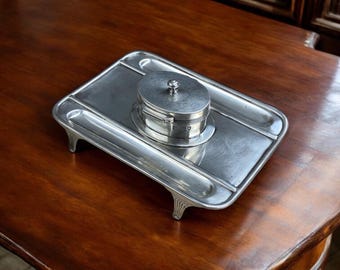 1894 Silver Ink Stand London William Gibson & John Lawrence Antique Victorian