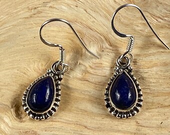 Blue garnet 925 silver earrings handmade