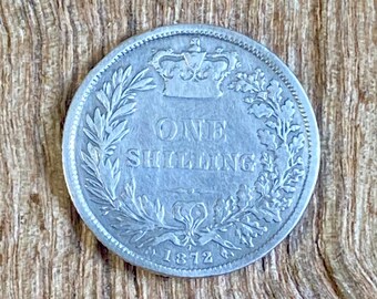 1872 Silver Shilling, Victoria.  F15 & Scarce. Sealed Capsule with hologram seal. UK Coin Hunters