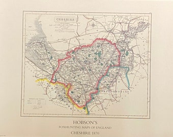 Cheshire Foxhunting Map 1870 - Cambridge hunt   - 600x420mm limited to 100