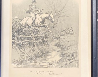 Oh! For A Leicestershire Nag by Snaffles - An original 1935 print - Framed