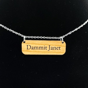 Dammit Janet Necklace Silver Plated Chain Rocky Horror Picture Show RHPS Brad Janet Frankenfurter