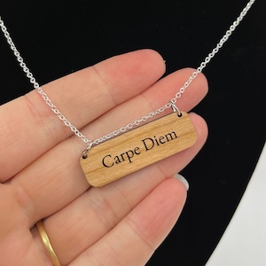 Carpe Diem Necklace Silver Plated Chain Seize the Day Inspirational