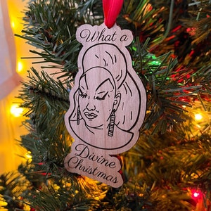 Divine Christmas Ornament Cherry Hardwood X-mas Punk Winter Holidays Goth LGBTQ Drag Queen Pink Flamingos John Waters Babs Fan