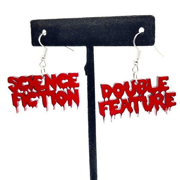 Science Fiction Double Feature Earrings Acrylic Goth RHPS Shadow cast Brad Janet Dr. Scott Rocky Horror Picture Show Dammit Eddie