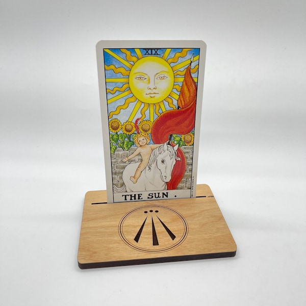 Awen Tarot Card Holder Stand Cherry Plywood Witch Witchcraft Pagan Tarot Card Reader Wicca Lunar Altar Divination Druidry Druid OBOD AODA