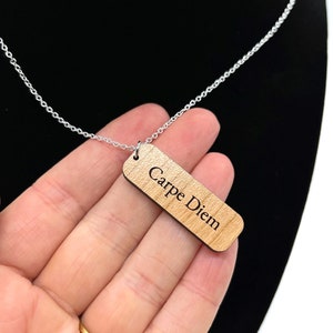 Carpe Diem Necklace Silver Plated Chain Seize the Day Inspirational
