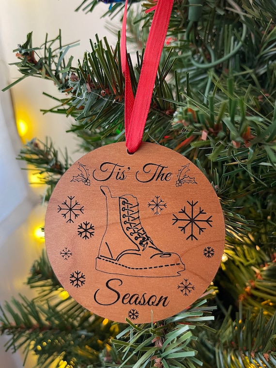 Tis' the Season Doc Martens Christmas Ornament Cherry Hardwood X