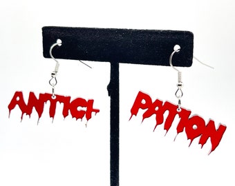 Antici- Pation 1.4" Earrings Acrylic Goth RHPS Frankenfurter Shadow cast Brad Janet Dr. Scott Rocky Horror Picture Show Dammit Janet Franky