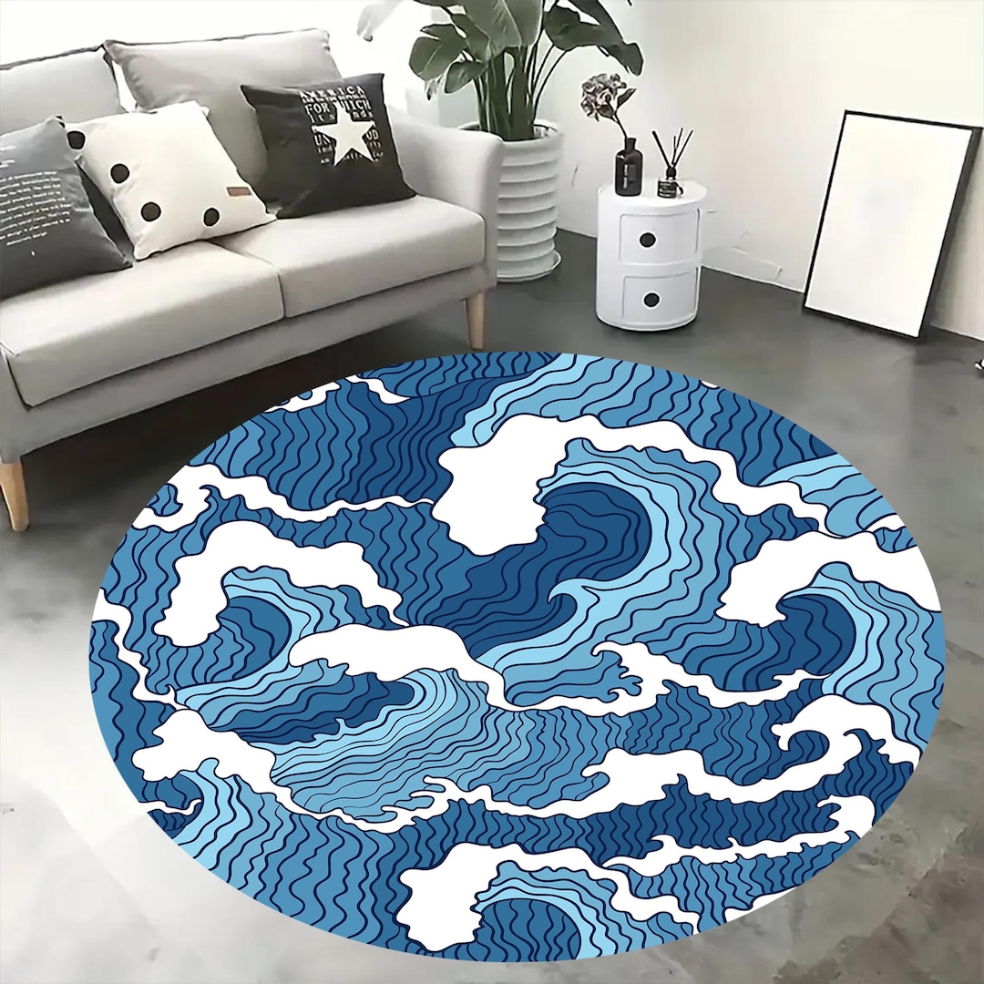 Japanese Pattern Rug Background Japanese Waves Repeating Pattern Rug | Microfiber Polyester Pile With ...