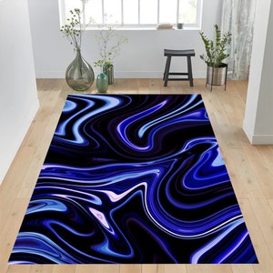 Marble Rug, Blue Marble Rug, Marble Design Rug, Marble Patterned Rug, NavyBlue Marble Rug, Blue Marble Texture Rug, Blue Black Marble Rug