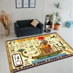 Egypt Rug, Egyptian Rug, Egyptian Style Rug, Antique Rug,Egypt Pattern Rug,Egyptian Art Rug,Anubis Rug,Ancient Rug,Horus Eye Rug,Rug,Teppich