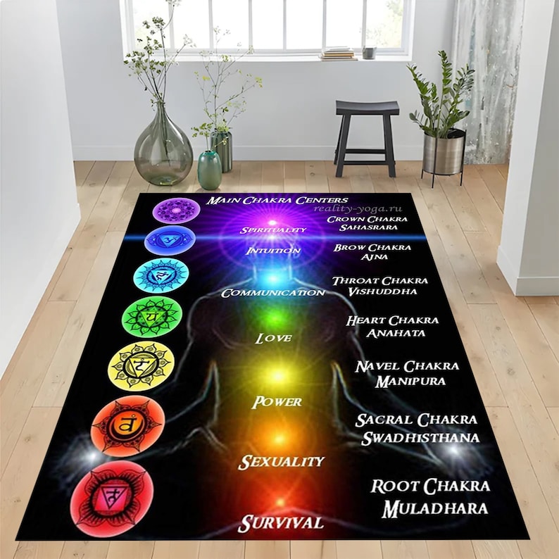 Chakra Rug, 7 Chakra Rug, Root Chakra Rug, Meditation Rug, 7 Chakra ...