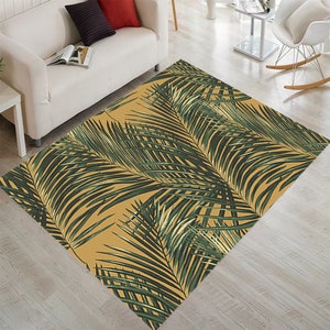Leaf Rug, Tropical Rug, Exotic Rug, Boho Decor, Bohemian Rug, Leaf Pattern Rug,Botanical Leaf Rug,Green Plant Rug,Leafs Rug,Elegant Leaf Rug