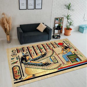 Egypt Rug, Egyptian Rug, Egyptian Style Rug, Antique Rug,Egypt Pattern Rug,Egyptian Art Rug,Anubis Rug,Ancient Rug,Horus Eye Rug,Rug,Teppich