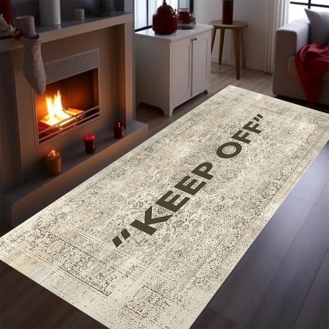 KEEP OFF Rug, Keep off Runner Rug, Runner, Hallway Rug, Keep Off, Begie ...