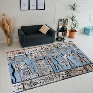Egypt Rug, Egyptian Rug, Egyptian Style Rug, Antique Rug,Egypt Pattern Rug,Egyptian Art Rug,Anubis Rug,Ancient Rug,Horus Eye Rug,Rug,Teppich