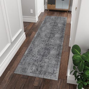 Alfombra de corredor con diseño turco clásico Istanbul Dream Oslo en gris / Pelo de microfibra de poliéster reciclado con base de algodón orgánico reciclado