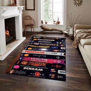 Halloween-kleed, tapijt horrorfilm, tapijt retrofilms, tapijt horrorfilm, halloweencadeau, tapijt Halloween-thema, horrortapijt, VHS-tapijt, tapijt horrorfilm, tapijt