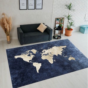 Blue World Map Rug, World Map Rug,Map Rugs,Atlas World Map Rug,Area Carpet,Popular Pattern Map Rug,Geography Themed Decor,Map Decor,Area Rug
