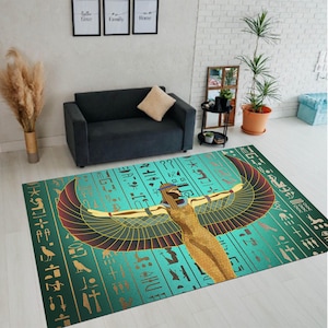 Egypt Rug, Egyptian Rug, Egyptian Style Rug, Antique Rug,Egypt Pattern Rug,Egyptian Art Rug,Anubis Rug,Ancient Rug,Horus Eye Rug,Rug,Teppich