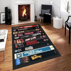 VHS Rug,Retro Movies,Video Rug,Nostalgic RetroStyle Rug,Horror Movie Rug,Video Theme Rug,VHS Films,Horror Film Rug,Movie Rug,Popular Rug,Rug
