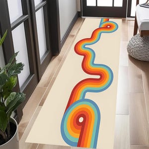 Mid Century Modern Runner Rug, Mid Century Rug, Kandinsky Rug, Runner,Scandinavian Style Rug,Mid Century Hallway Rug,Abstract Colorful Lines image 15