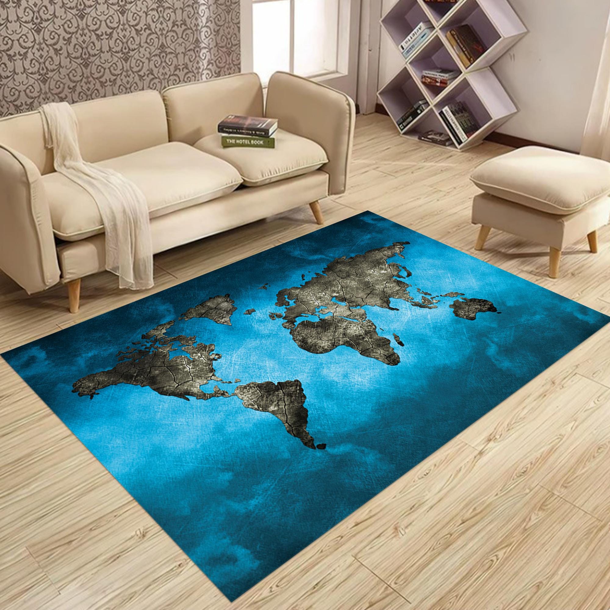 Area Rug Normal Map Turquoise World Map Rug, Blue World Map Rug,world Map Rug,map Rugs ...