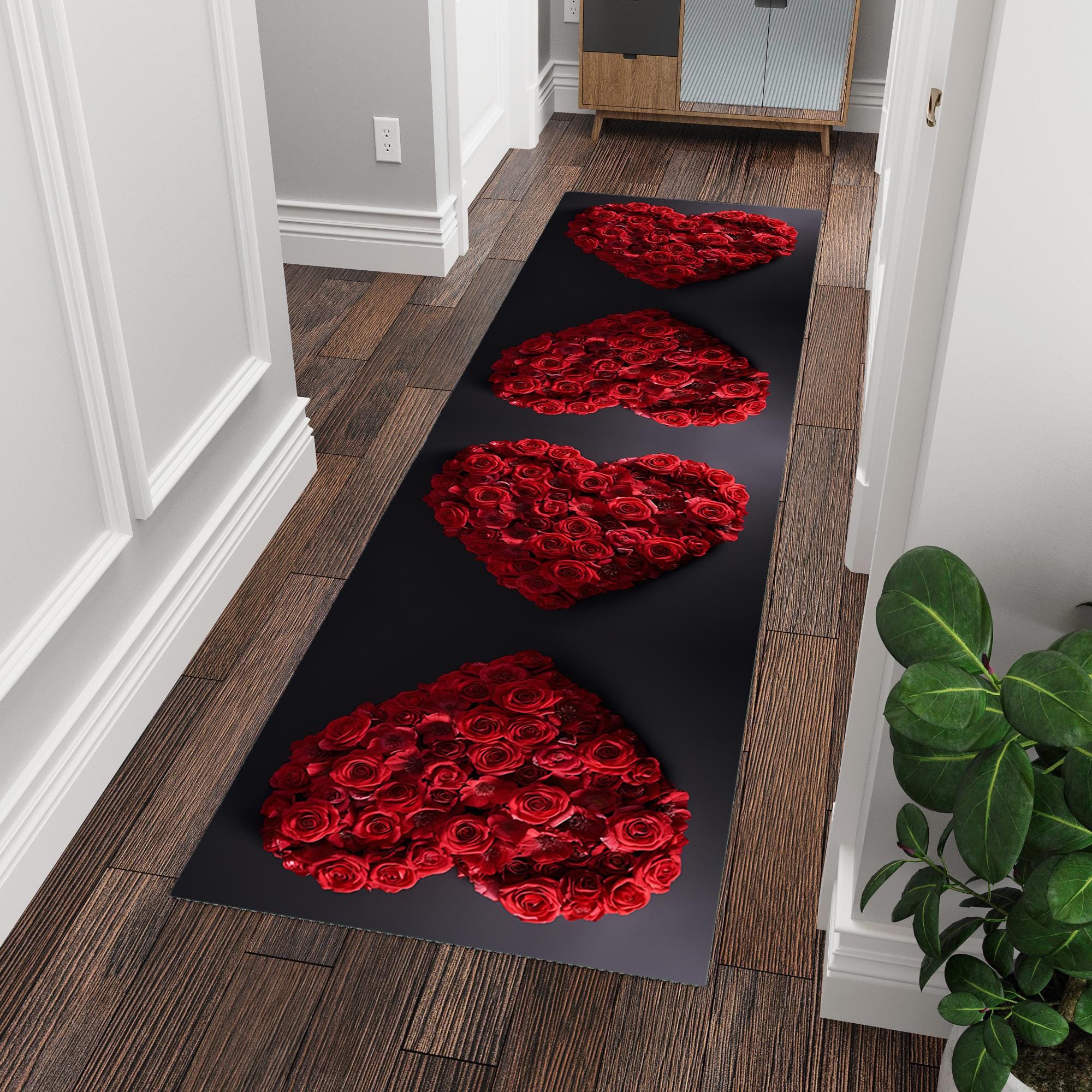 Tapis de course Saint-Valentin, tapis de course, tapis de course coeurs, tapis à carreaux coeurs, tapis de course amour, tapis coeur rouge, tapis de c