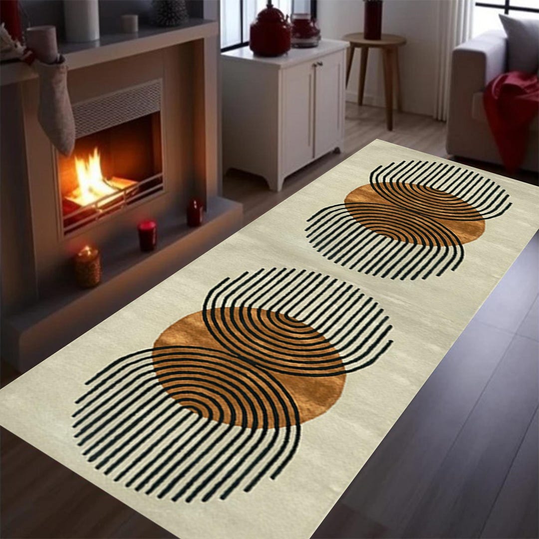 Mid Century Runner Rug, Mid Century Rug, Kandinsky Rug, Runner Rug ...