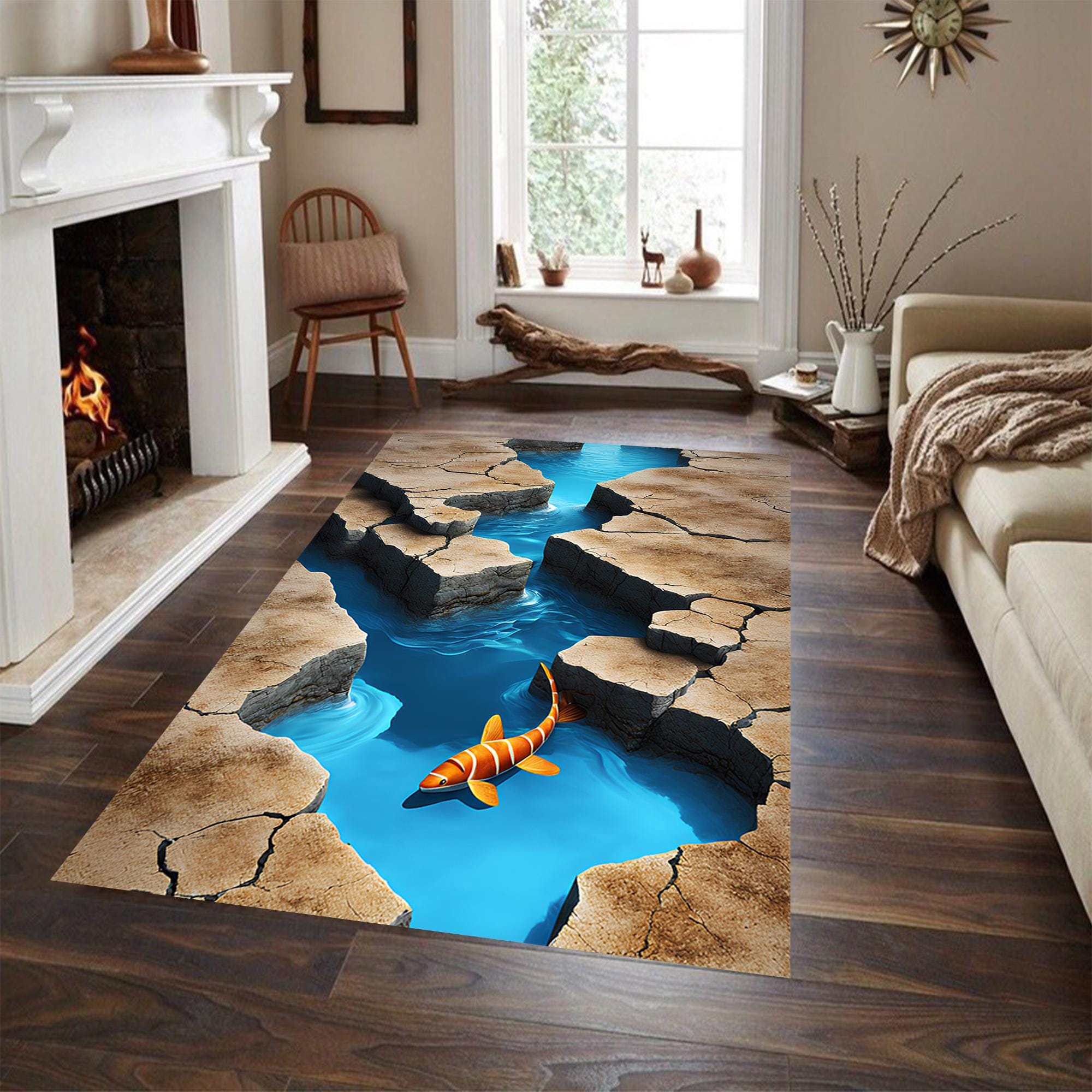 3D Optical Illusion Clownfish in Water Vortex Area Rug | Recycled ...
