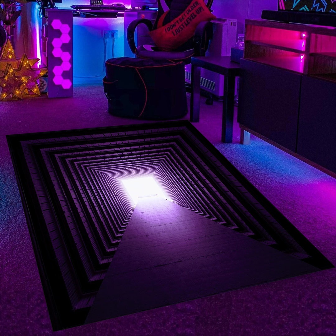 Neon 6x9 Rug 3D Vortex Neon Rug, Neon Rug, Gamer Rug, Neon Design Rug, Game Rug, 3D ...