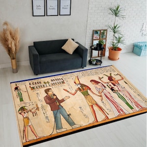 Egypt Rug, Egyptian Rug, Egyptian Style Rug, Antique Rug,Egypt Pattern Rug,Egyptian Art Rug,Anubis Rug,Ancient Rug,Horus Eye Rug,Rug,Teppich