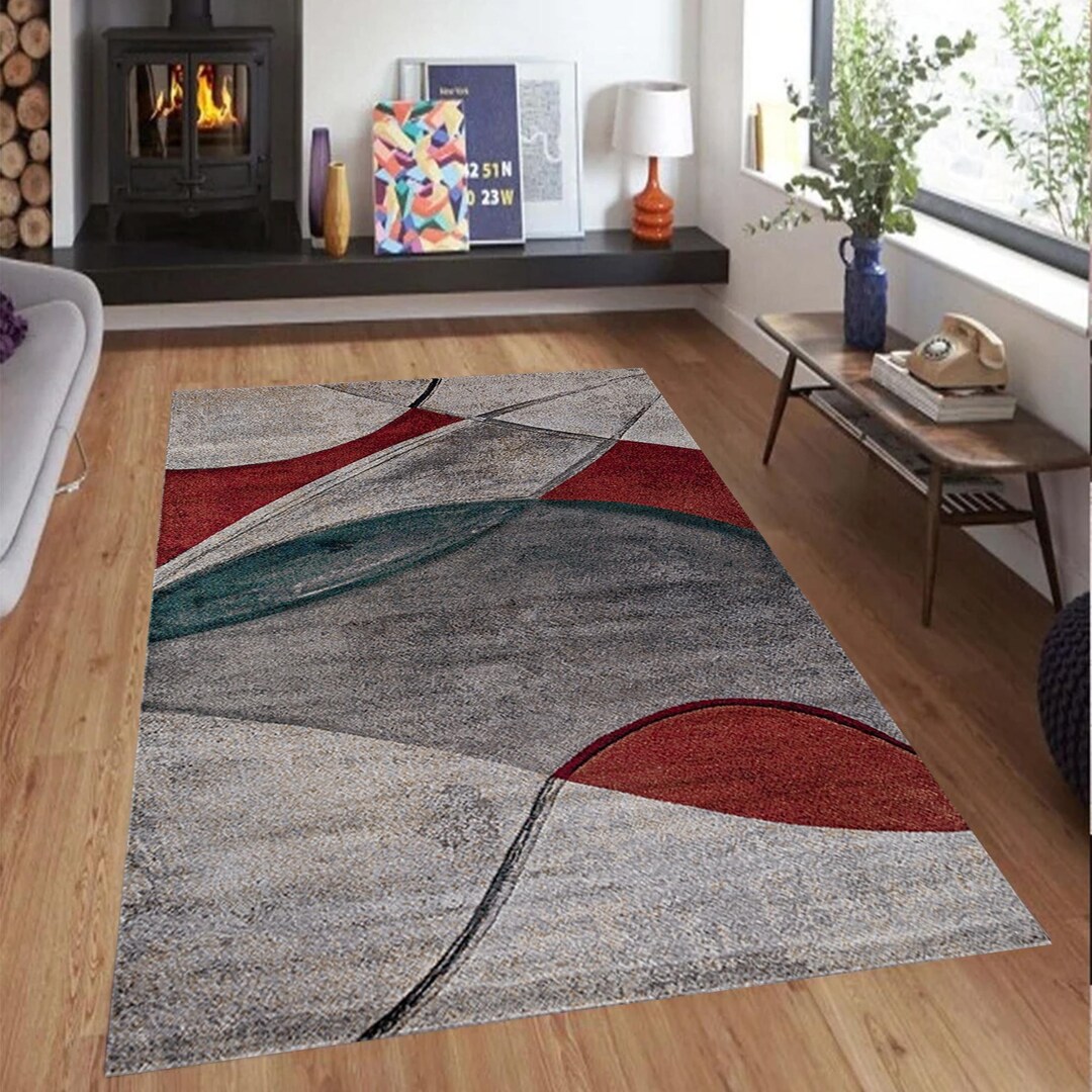 Mid Century Patterned Rugs Mid Century Rug,mid Century Modern Area Rug,geometric Rug,mid Century ...