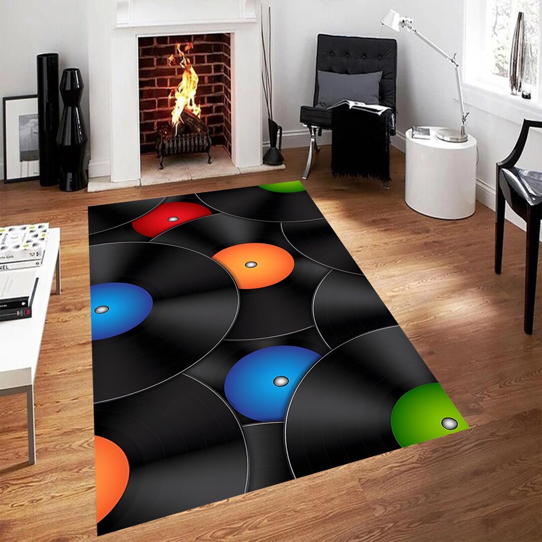 Record Rug, Music Rug, Disc Collage Rug, Disc Rug, Music Decor Rug ...