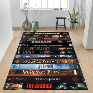 Tapis VHS,Films rétro,Tapis vidéo,Tapis de style rétro nostalgique,Tapis pour films d&#39;horreur,Tapis thème vidéo,Films VHS,Tapis pour films d&#39;horreur,Tapis pour films,Tapis populaire,Tapis