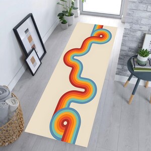 Mid Century Modern Runner Rug, Mid Century Rug, Kandinsky Rug, Runner,Scandinavian Style Rug,Mid Century Hallway Rug,Abstract Colorful Lines image 7