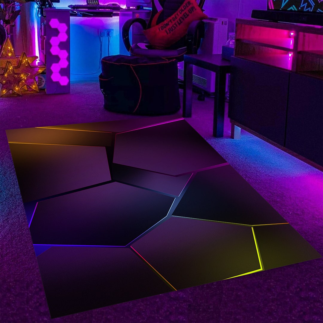 Rgb Gaming Rug Neon Rug, Gamer Rug, Neon Design Rug, Neon Decor, Game Rug, Neon ...