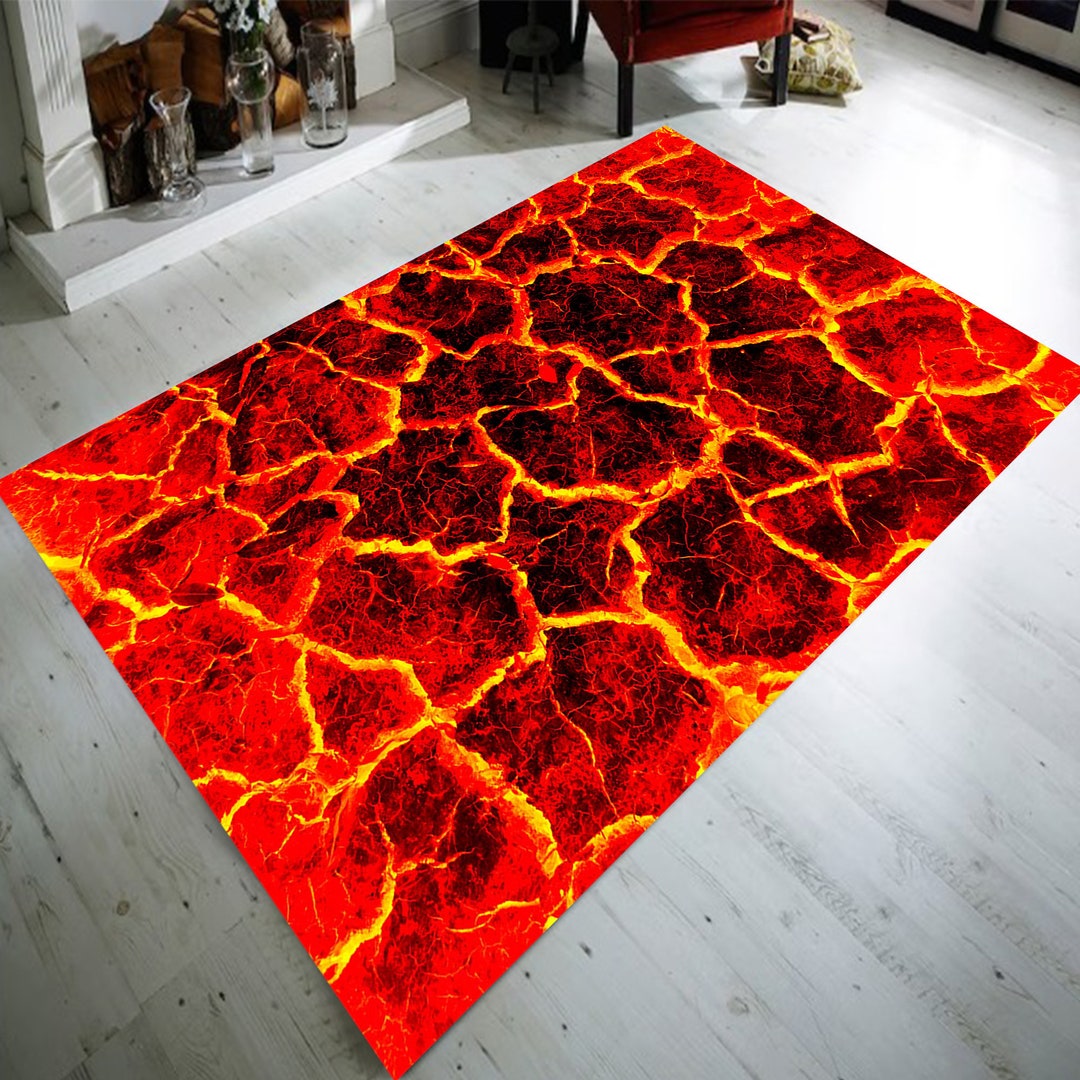 Ember Rug, Lava Rug, Hot Lava Rug, Volcano Floor Rug,lava Pattern Rug ...