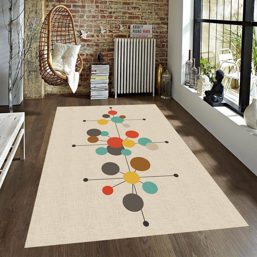 Mid Century Rug,mid Century Modern Area Rug,geometric Rug,mid Century ...