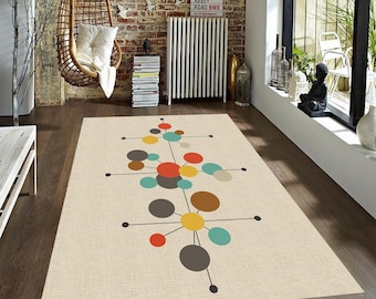 Mid Century Rug,Mid Century Modern Area Rug,Geometric Rug,Mid Century Pattern Rug,Boho Rug,Scandinavian Style Rug,Kandinsky Rug,Rug,Area Rug