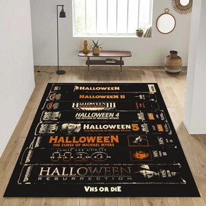 Halloween-kleed, tapijt horrorfilm, tapijt retrofilms, tapijt horrorfilm, halloweencadeau, tapijt Halloween-thema, horrortapijt, VHS-tapijt, tapijt horrorfilm, tapijt