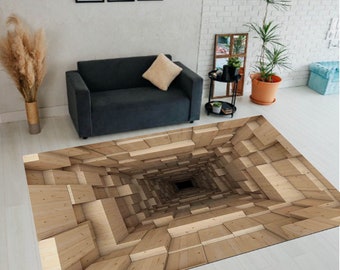 3D Rug, Illusion Rug, Beige Vortex Rug, Optical Illusion Rug, 3D Vortex Rug, 3D Look Rug, Vortex Area Rug, 3D Graffiti Rug, 3D Druck Rug,Rug