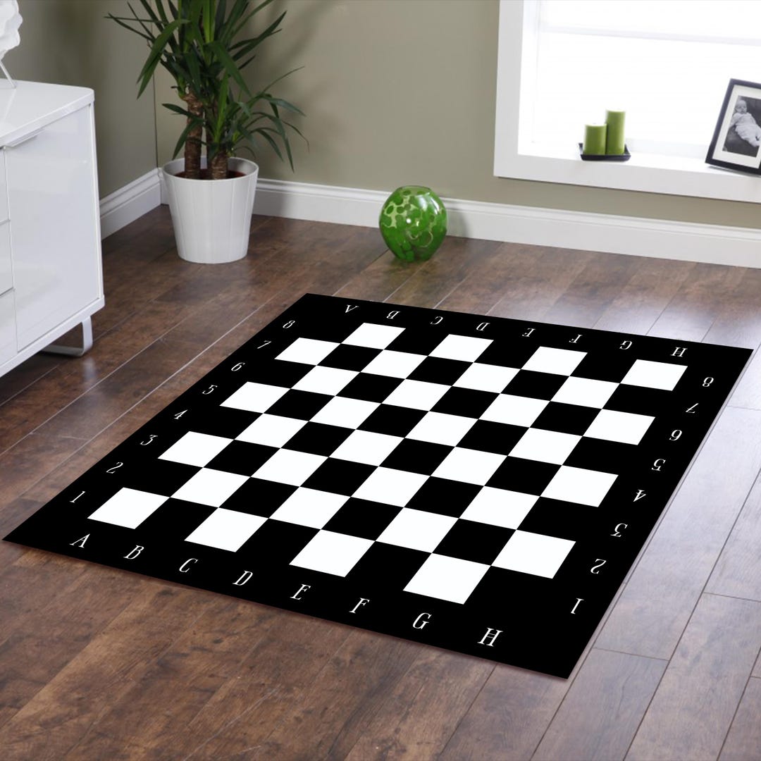 Chess Board Pattern Rug Gothic Customizable Chess Board Rug | Personalized Game Room Decor - Etsy