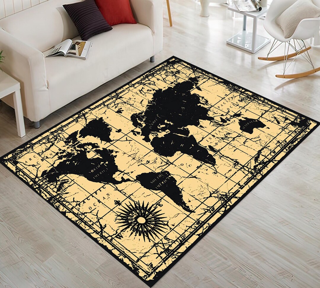 Latitudes&longtitudes World Map Rug, World Map Rug, Map Rugs, Atlas ...