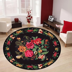 Wovencore Teppich mit Blumenmuster,Wovencore Teppich mit Rosenmuster,Wovencore Teppich, Boho Teppich, Vintage Teppich, Boho Teppich, Boho Teppich, Blumenteppich