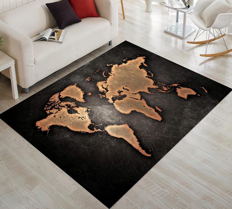 Wall Rug Maps Bronze World Map Rug,world Map Rug,map Rug,atlas World Map Rug,area ...